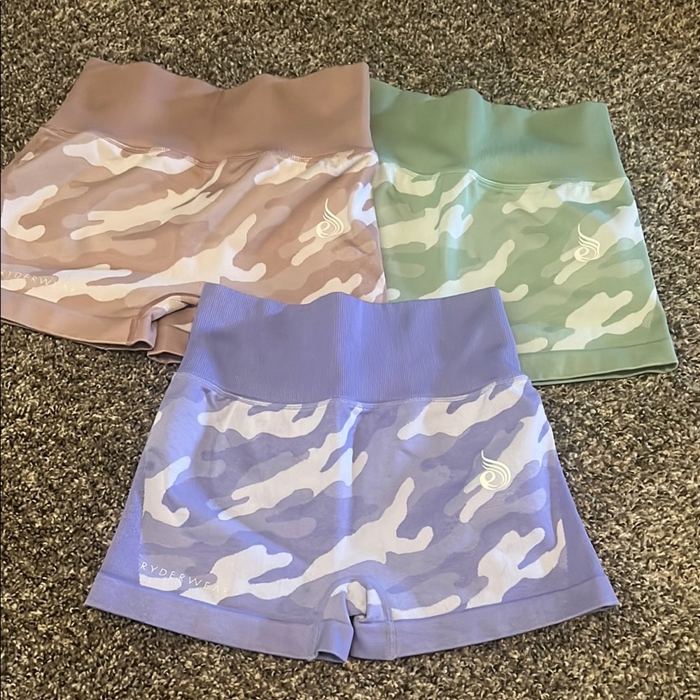 Ryderwear Athletic Shorts Purple and Green Silky Finish